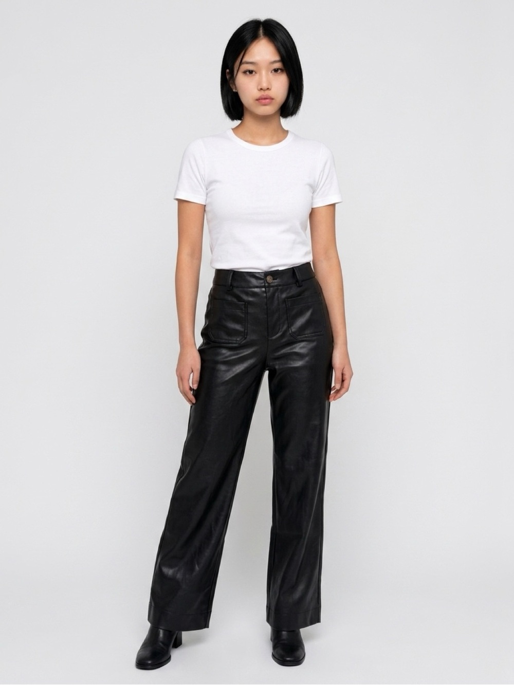 J. Crew Black Wide-Leg Faux Leather Jeans